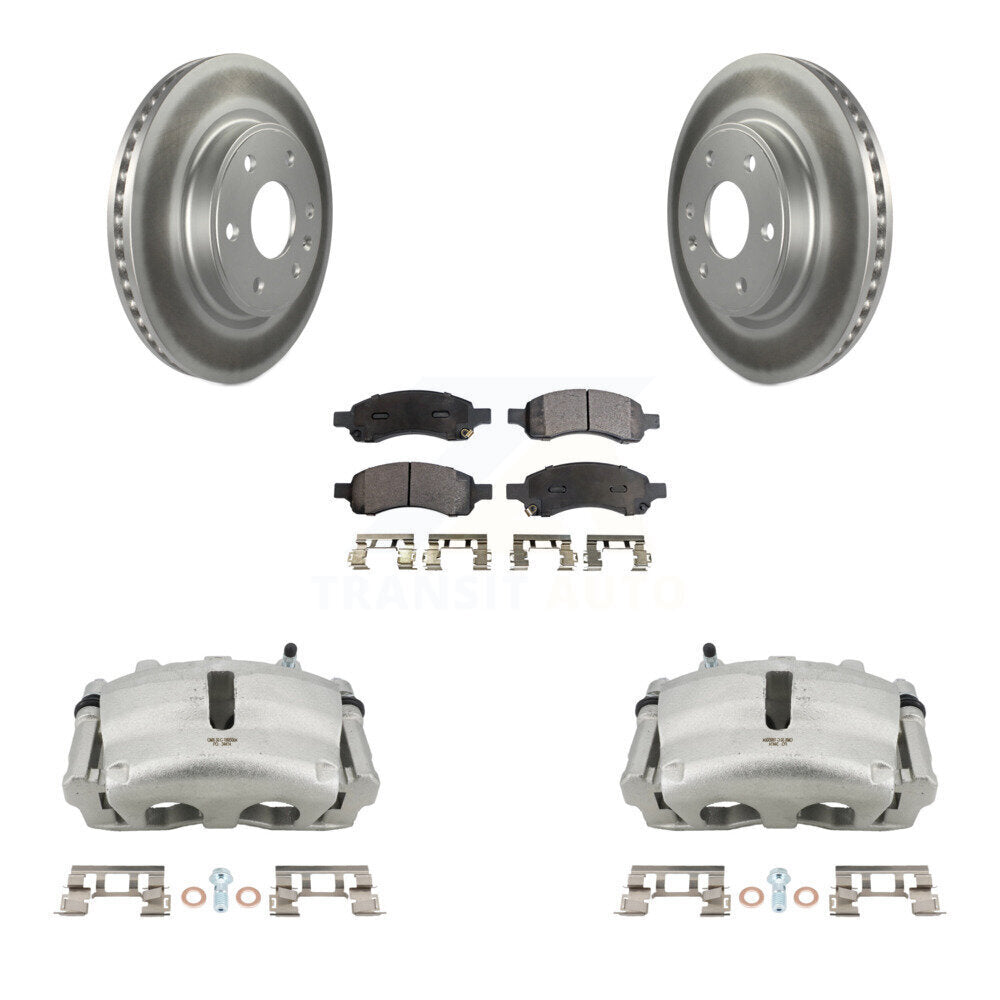 Front Brake Caliper Coat Rotors & Ceramic Pad Kit For GMC Acadia Buick Enclave Chevrolet KCG-100498T