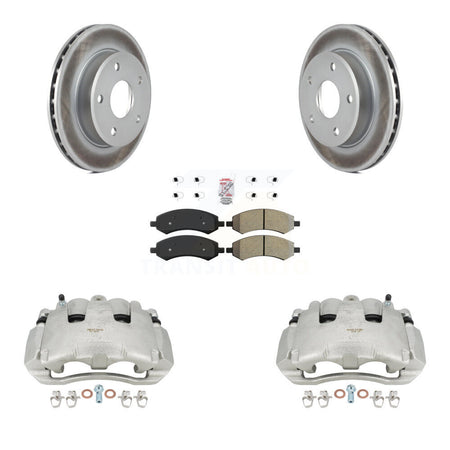 Front Disc Brake Caliper Coated Rotors And Semi-Metallic Pads Kit For Dodge Dakota Mitsubishi Raider KCG-100500N by Transit Auto