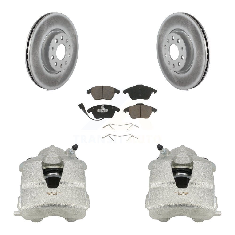 Front Disc Brake Caliper Coated Rotors And Ceramic Pads Kit For Volkswagen Jetta KCG-100501C