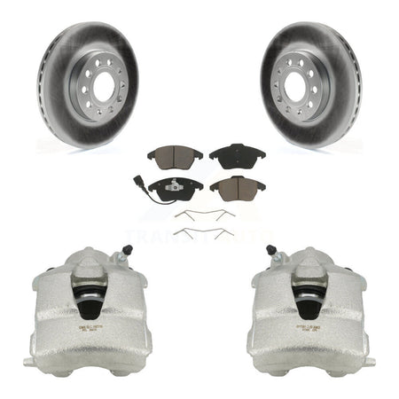 Front Disc Brake Caliper Coated Rotors And Ceramic Pads Kit For Volkswagen Jetta KCG-100502C
