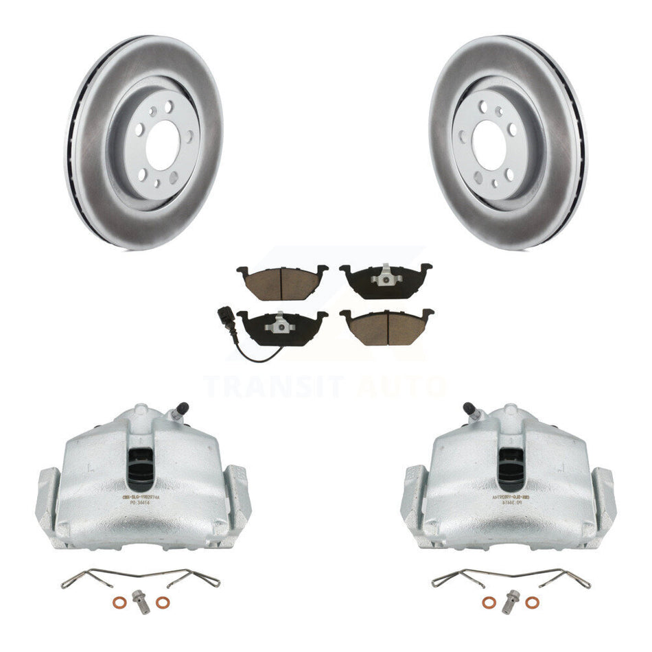 Front Disc Brake Caliper Coated Rotor And Ceramic Pad Kit For 2006 Volkswagen Jetta 2.0L KCG-100503C