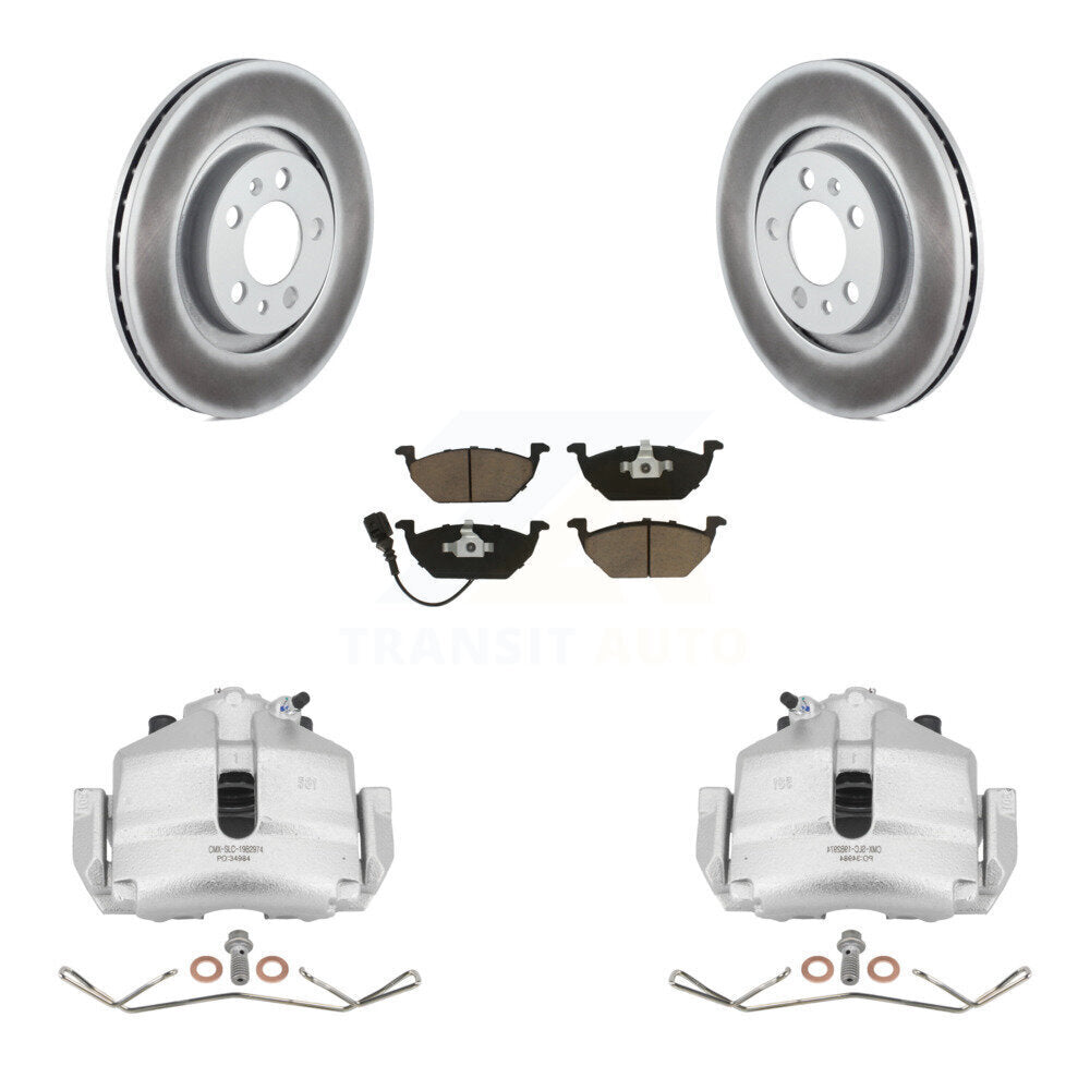 Front Disc Brake Caliper Coat Rotors Ceramic Pad Kit For 2006 Volkswagen Jetta 2.5L/1.9L KCG-100504C