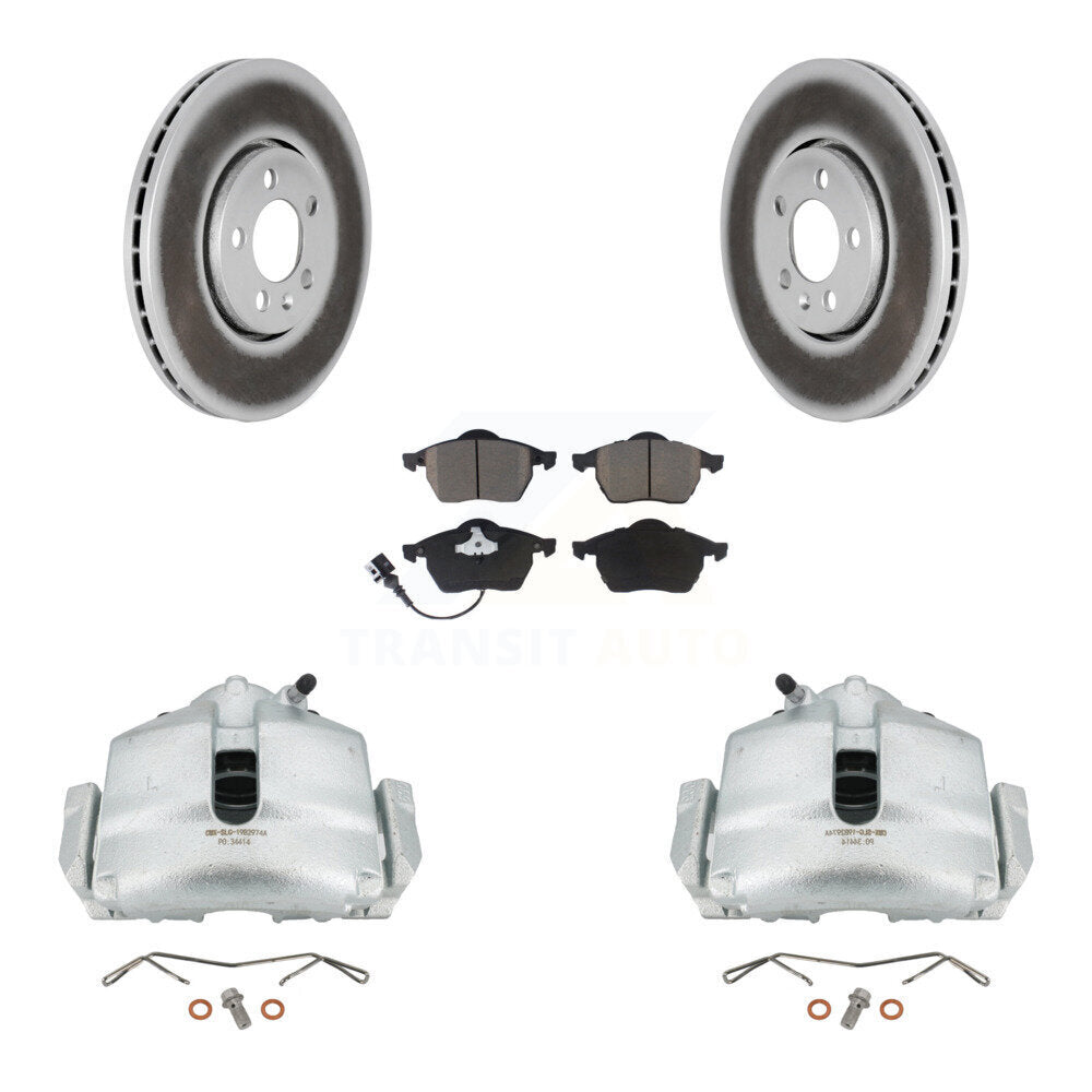 Front Disc Brake Caliper Coated Rotor And Ceramic Pad Kit For 2006 Volkswagen Jetta 2.0L KCG-100505C