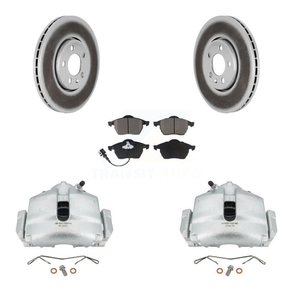 Front Disc Brake Caliper Coated Rotor And Ceramic Pad Kit For 2006 Volkswagen Jetta 2.0L KCG-100505C