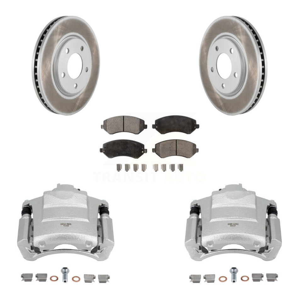 Front Disc Brake Caliper Coated Rotors And Semi-Metallic Pad Kit For Dodge Grand Caravan KCG-100505P