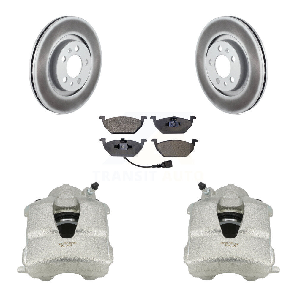 Front Brake Caliper Coat Rotor And Ceramic Pad Kit For Volkswagen Jetta Beetle Golf City KCG-100506T