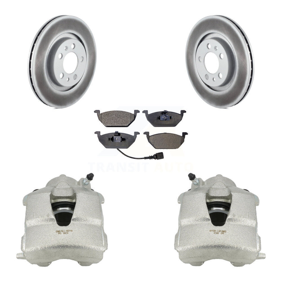Front Brake Caliper Coat Rotor And Ceramic Pad Kit For Volkswagen Jetta Beetle Golf City KCG-100506T