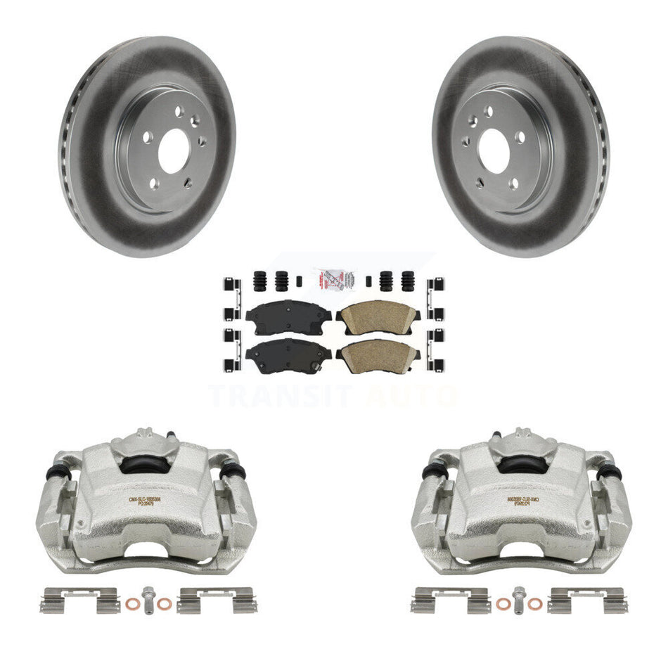Front Disc Brake Caliper Coated Rotors And Ceramic Pads Kit For 2013-2014 Chevrolet Sonic RS KCG-100507N