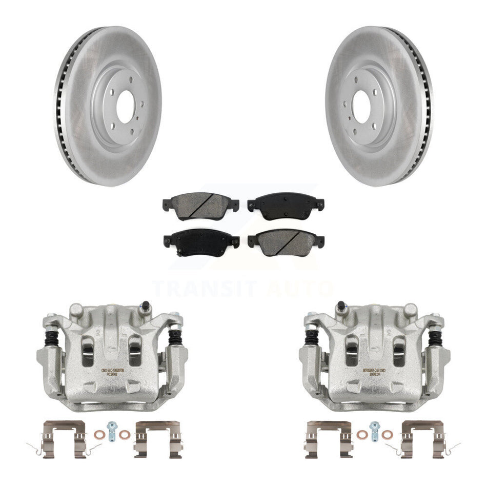 Front Disc Brake Caliper Coat Rotor Semi-Metallic Pad Kit For 2009-2013 INFINITI G37 AWD KCG-100507S