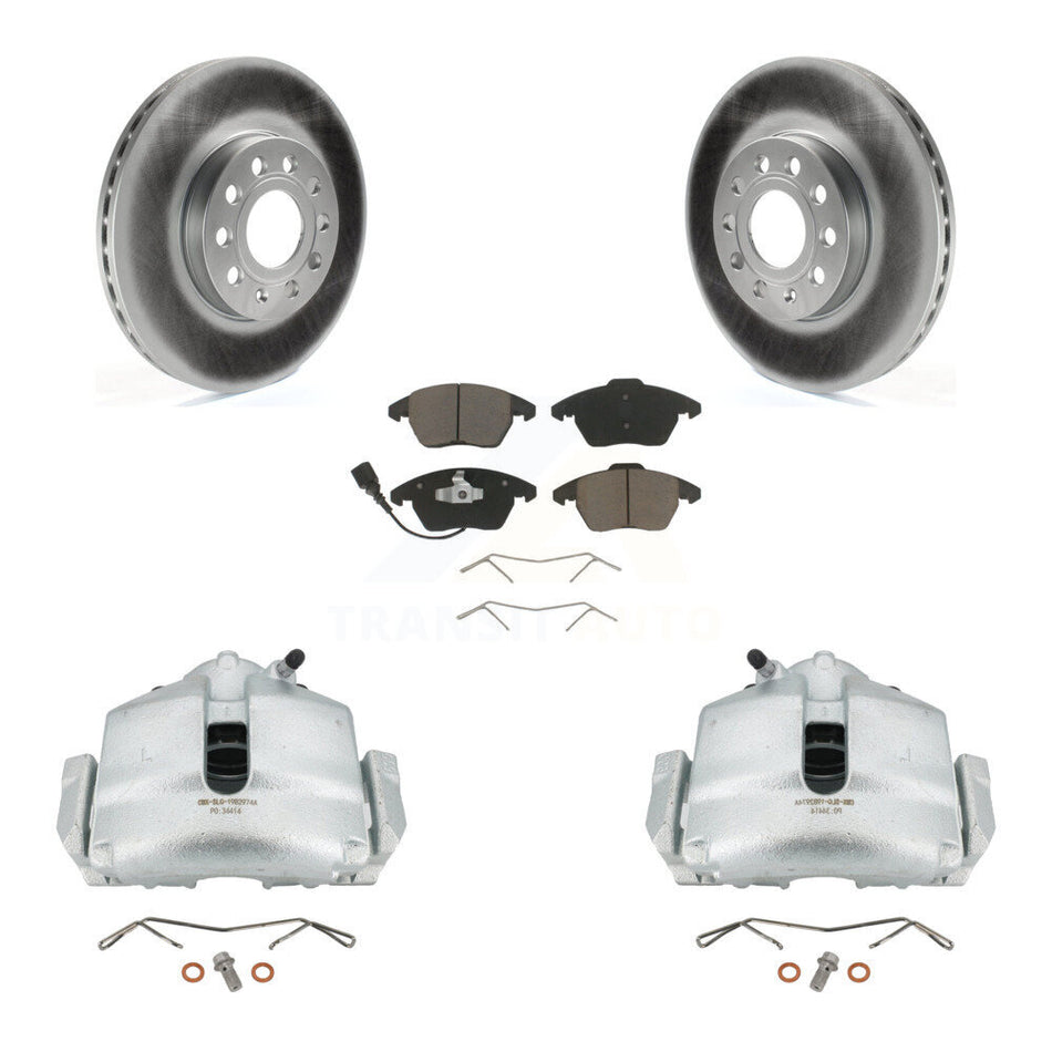 Front Brake Caliper Coat Rotor Ceramic Pad Kit For Volkswagen Jetta Golf Beetle Audi Eos KCG-100508C