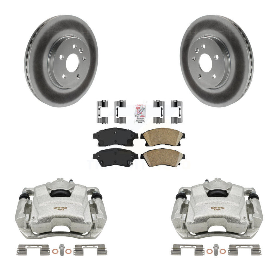 Front Disc Brake Caliper Coated Rotors And Ceramic Pads Kit For 2013-2014 Chevrolet Sonic RS KCG-100508N