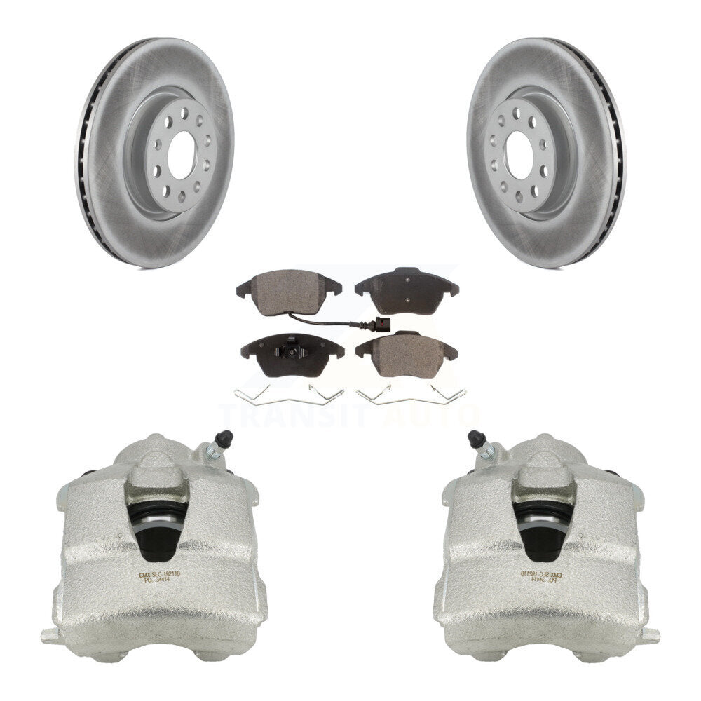 Front Disc Brake Caliper Coated Rotors And Ceramic Pads Kit For Volkswagen Jetta KCG-100508T