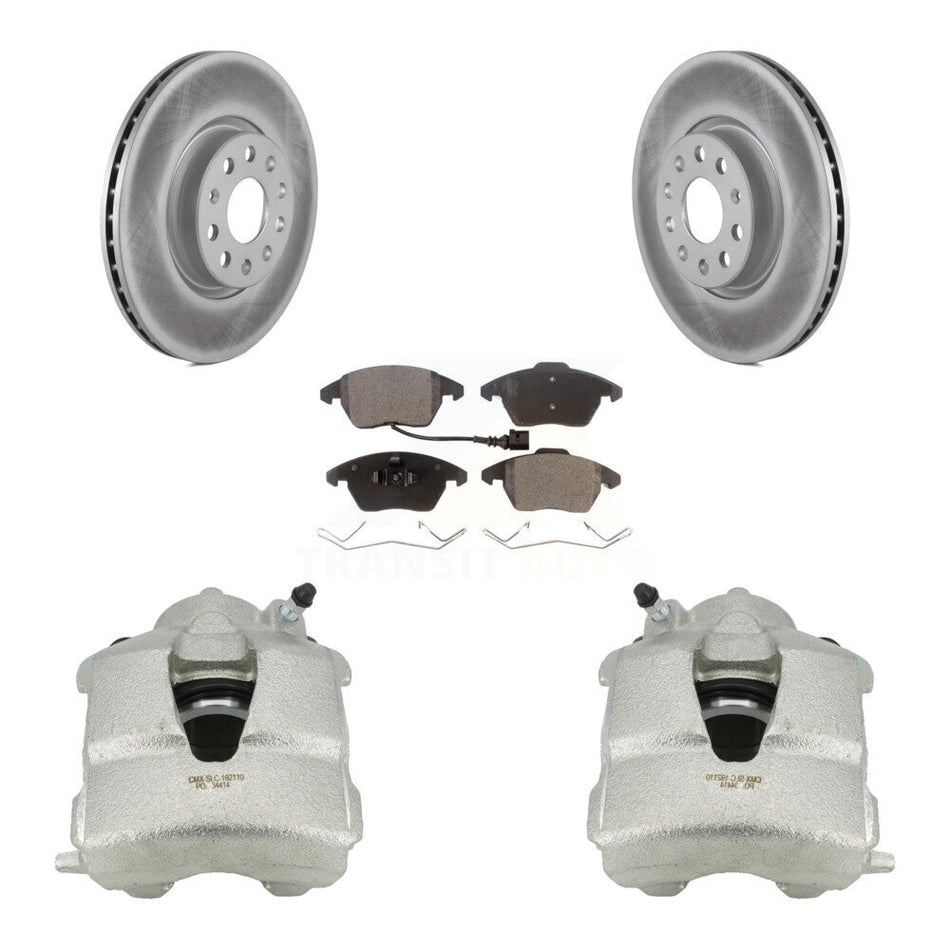 Front Disc Brake Caliper Coated Rotors And Ceramic Pads Kit For Volkswagen Jetta KCG-100508T