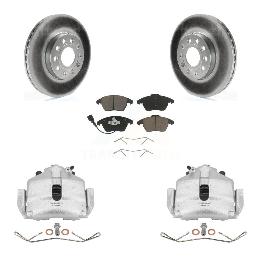 Front Brake Caliper Coat Rotor & Ceramic Pad Kit For Volkswagen Jetta Golf Beetle Rabbit KCG-100509C