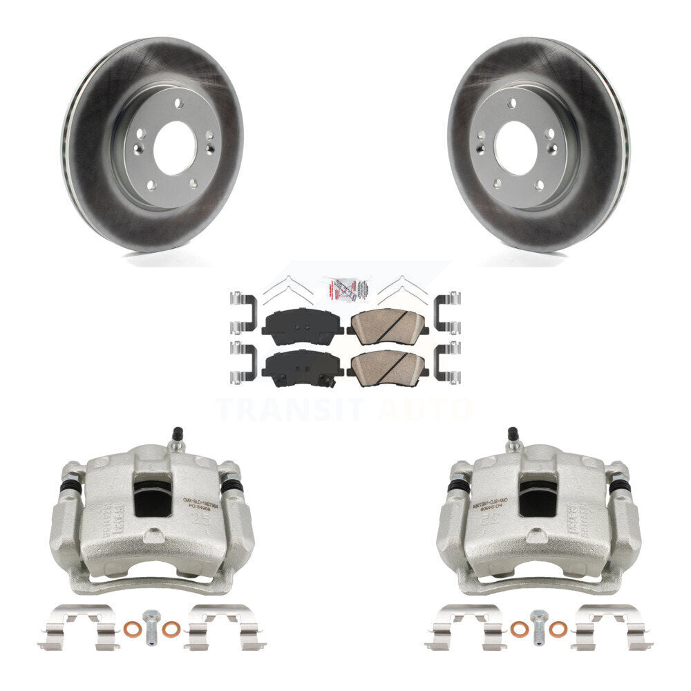 Front Disc Brake Caliper Coated Rotors And Ceramic Pads Kit For Hyundai Elantra KCG-100509N