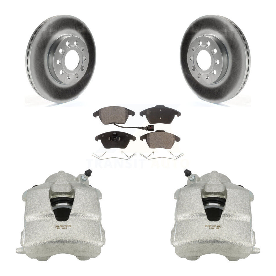 Front Disc Brake Caliper Coated Rotors And Ceramic Pads Kit For Volkswagen Jetta KCG-100509T