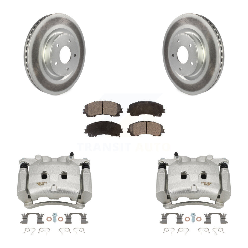 Front Disc Brake Caliper Coat Rotors And Semi-Metallic Pad Kit For INFINITI Q50 QX50 Q60 KCG-100510P
