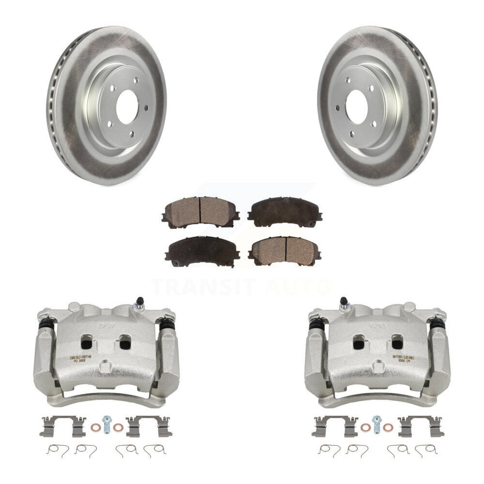 Front Disc Brake Caliper Coat Rotors And Semi-Metallic Pad Kit For INFINITI Q50 QX50 Q60 KCG-100510P