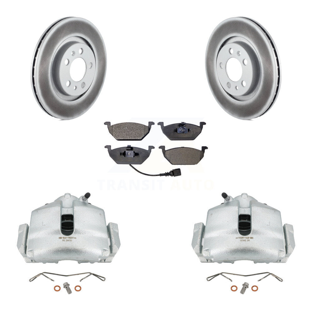 Front Disc Brake Caliper Coated Rotor And Ceramic Pad Kit For 2006 Volkswagen Jetta 2.0L KCG-100510T