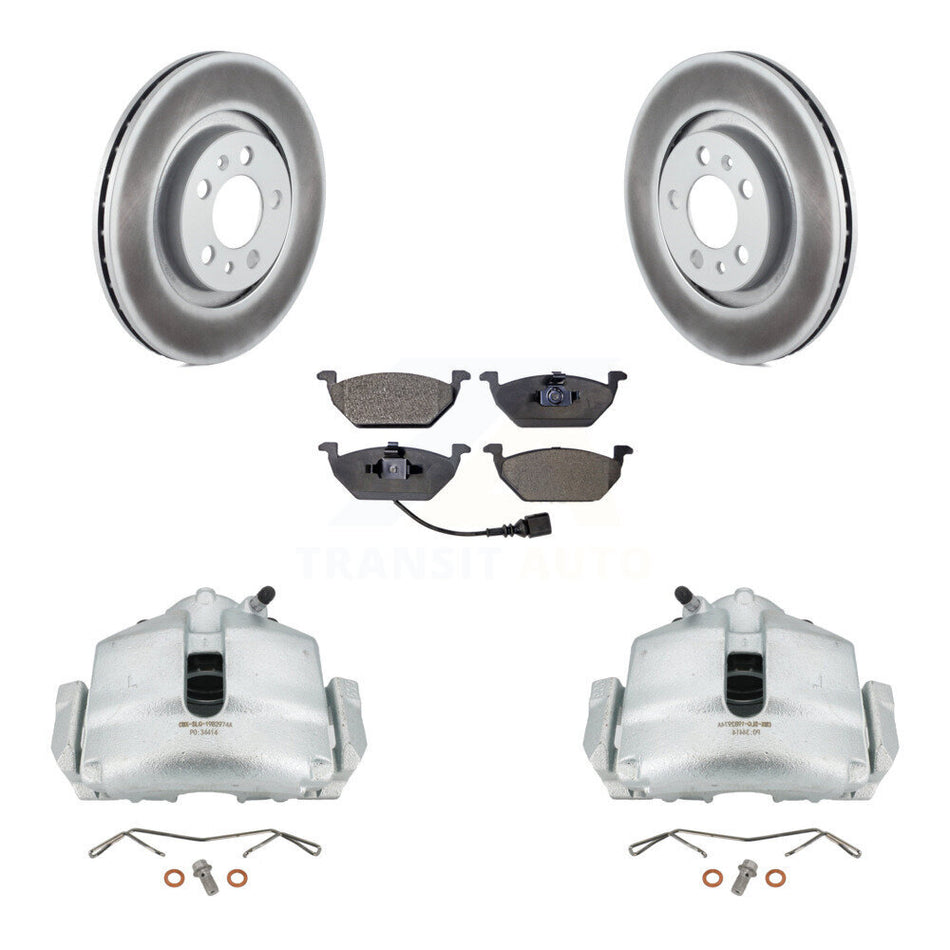 Front Disc Brake Caliper Coated Rotor And Ceramic Pad Kit For 2006 Volkswagen Jetta 2.0L KCG-100510T