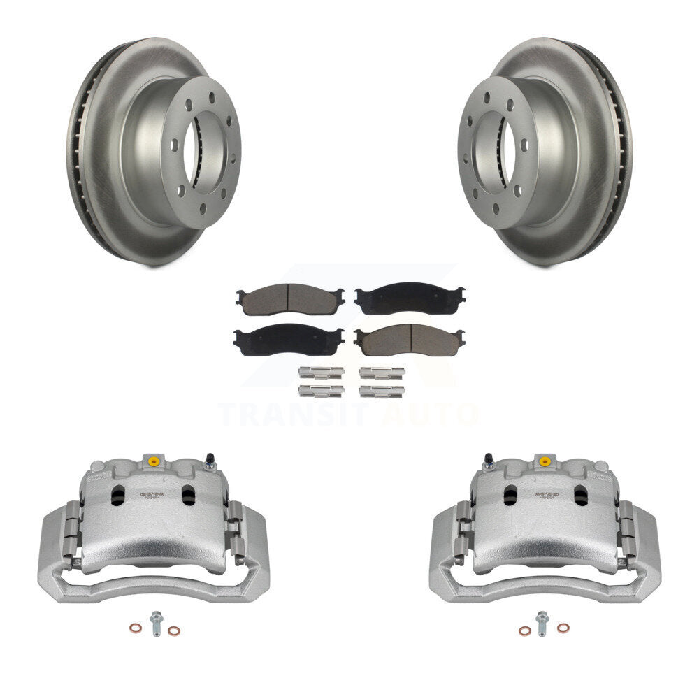 Front Disc Brake Caliper Coated Rotors And Ceramic Pads Kit For Dodge Ram 1500 3500 2500 KCG-100512C