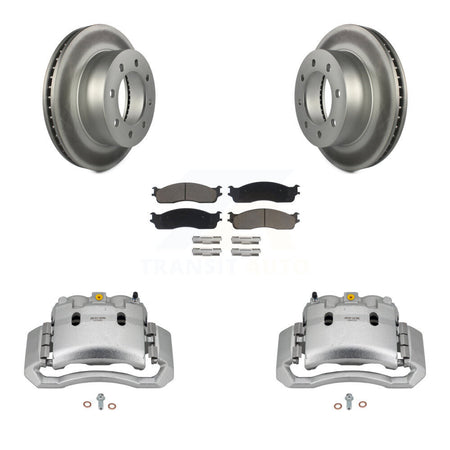 Front Disc Brake Caliper Coated Rotors And Ceramic Pads Kit For Dodge Ram 1500 3500 2500 KCG-100512C