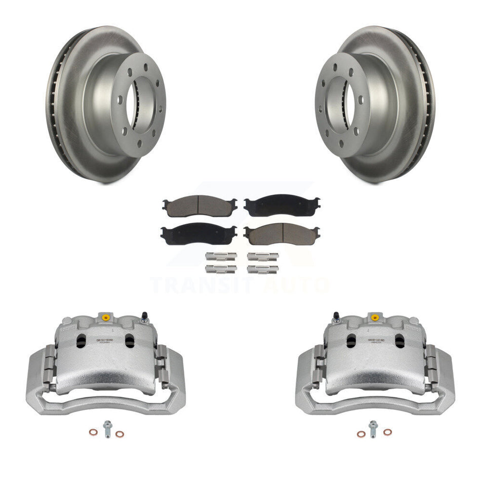 Front Disc Brake Caliper Coated Rotors And Ceramic Pads Kit For Dodge Ram 1500 3500 2500 KCG-100512C