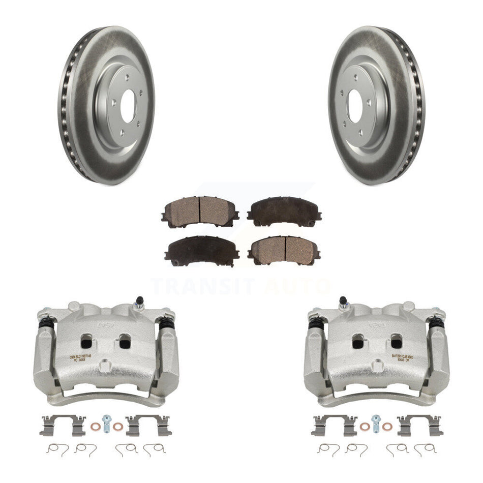 Front Disc Brake Caliper Coated Rotors And Semi-Metallic Pads Kit For Nissan Rogue KCG-100512P