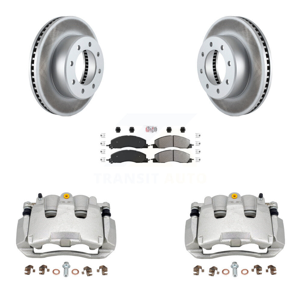 Front Brake Caliper Coat Rotor Semi-Metallic Pad Kit For 2012 Ram 1500 With 8 Lug Wheels KCG-100513N