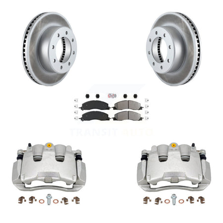 Front Brake Caliper Coat Rotor Semi-Metallic Pad Kit For 2012 Ram 1500 With 8 Lug Wheels KCG-100513N