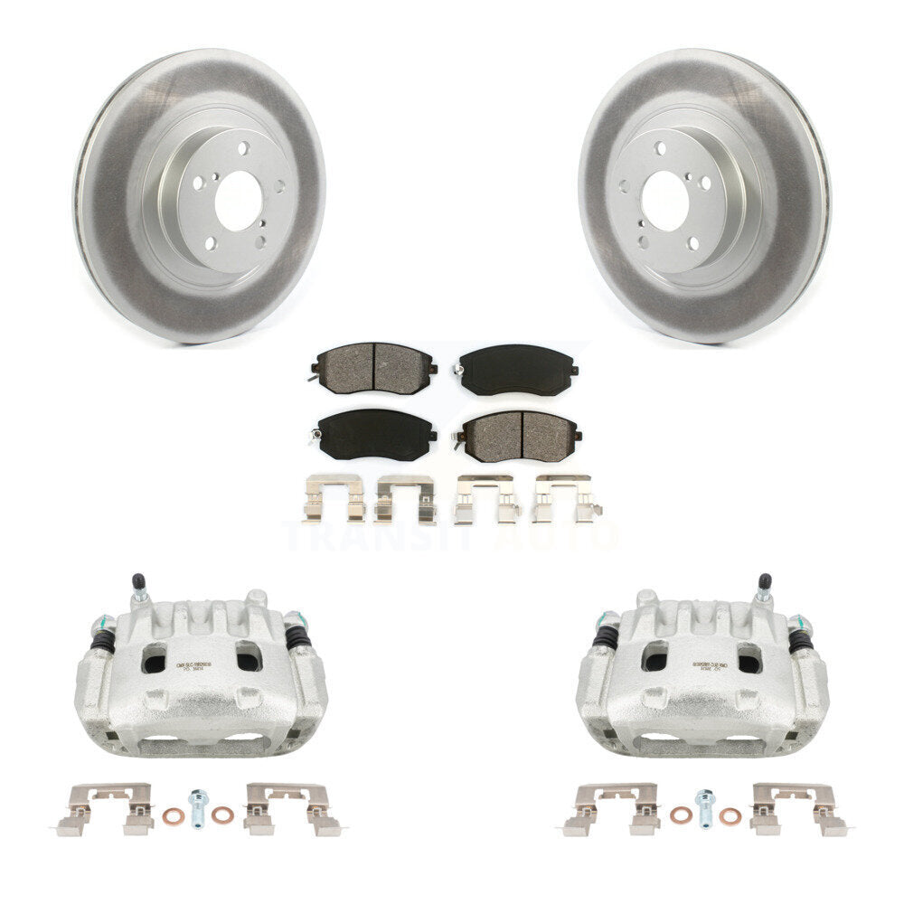 Front Disc Brake Caliper Coat Rotor Semi-Metallic Pad Kit For Subaru Forester Impreza XV KCG-100513S