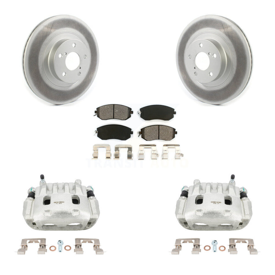 Front Disc Brake Caliper Coat Rotor Semi-Metallic Pad Kit For Subaru Forester Impreza XV KCG-100513S