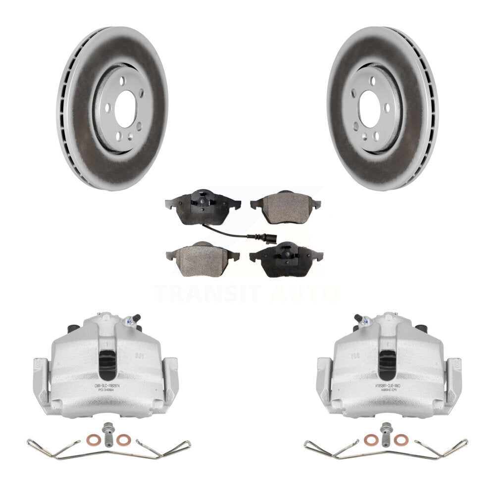 Front Disc Brake Caliper Coat Rotors Ceramic Pad Kit For 2006 Volkswagen Jetta 2.5L/1.9L KCG-100513T