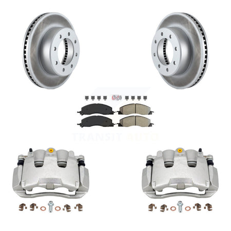 Front Brake Caliper Coat Rotor Semi-Metallic Pad Kit For 2012 Ram 1500 With 8 Lug Wheels KCG-100514N