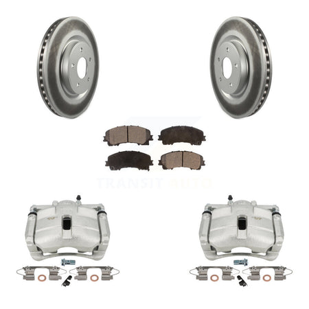 Front Disc Brake Caliper Coated Rotors And Semi-Metallic Pads Kit For Nissan Rogue KCG-100514P