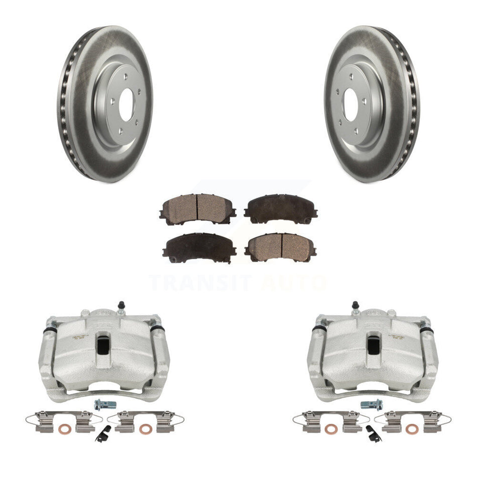 Front Disc Brake Caliper Coated Rotors And Semi-Metallic Pads Kit For Nissan Rogue KCG-100514P