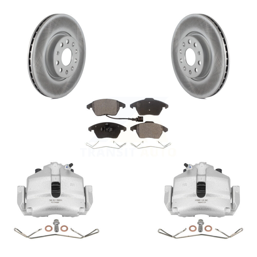 Front Brake Caliper Coat Rotor & Ceramic Pad Kit For Volkswagen Jetta Rabbit Golf Beetle KCG-100514T