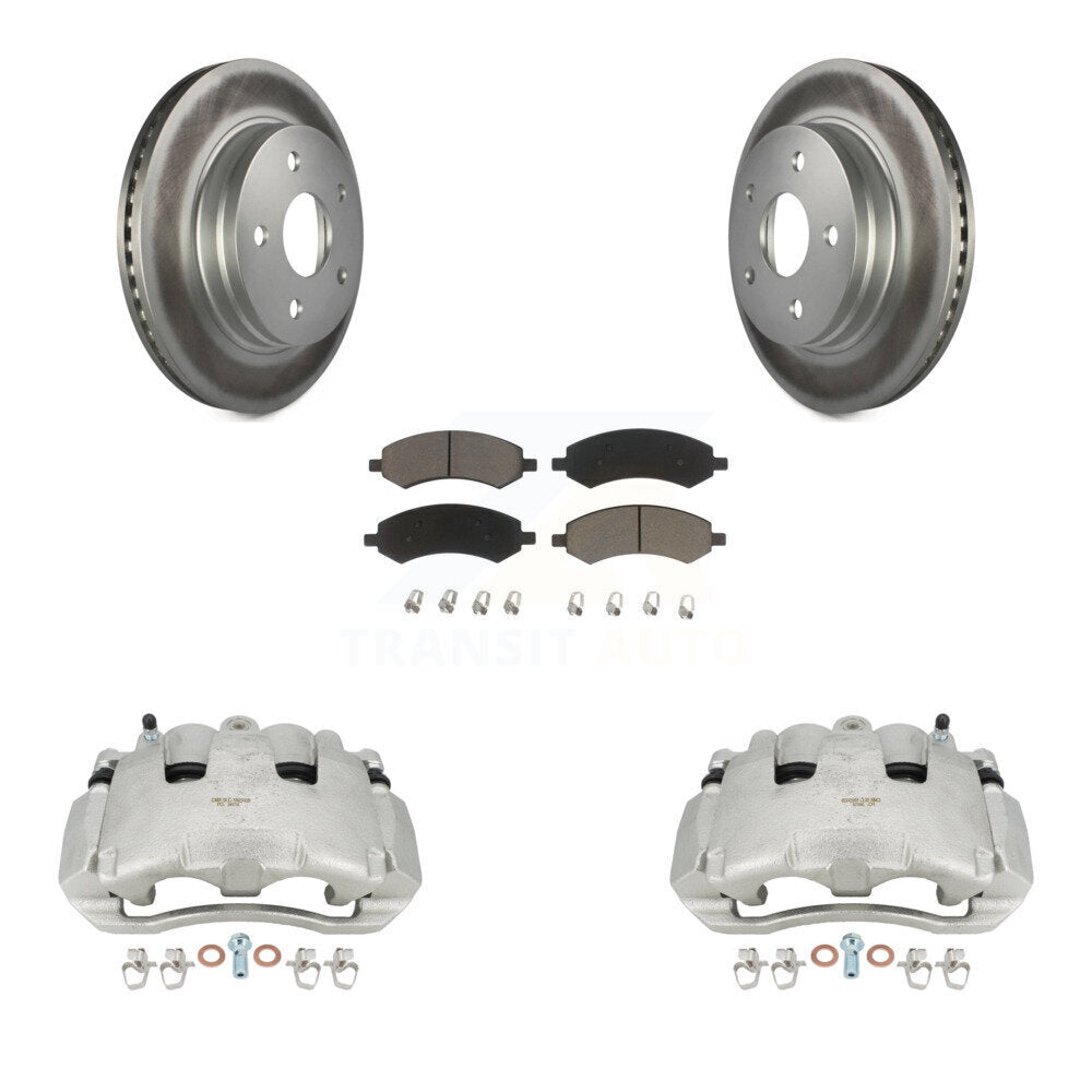 Front Disc Brake Caliper Coated Rotors And Ceramic Pads Kit For Dodge Ram 1500 KCG-100515C