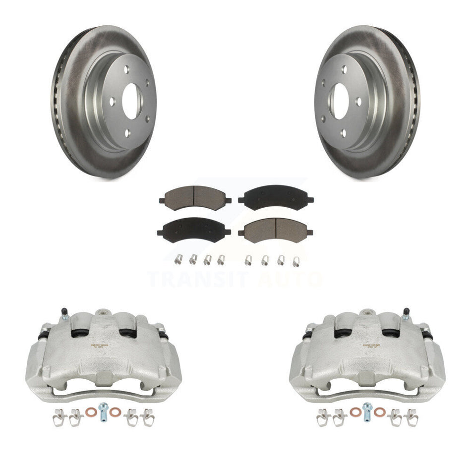 Front Disc Brake Caliper Coated Rotors And Ceramic Pads Kit For Dodge Ram 1500 KCG-100515C