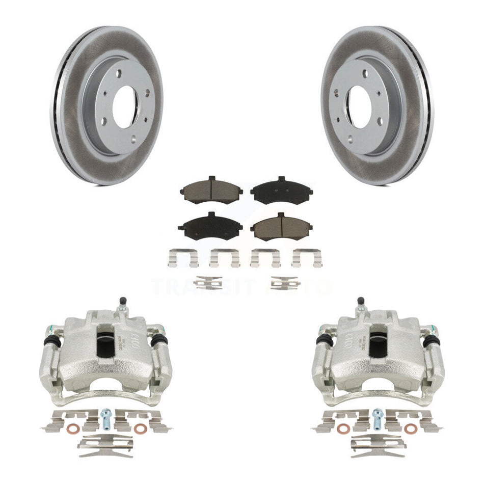 Front Disc Brake Caliper Coated Rotors And Ceramic Pads Kit For Hyundai Elantra KCG-100516C