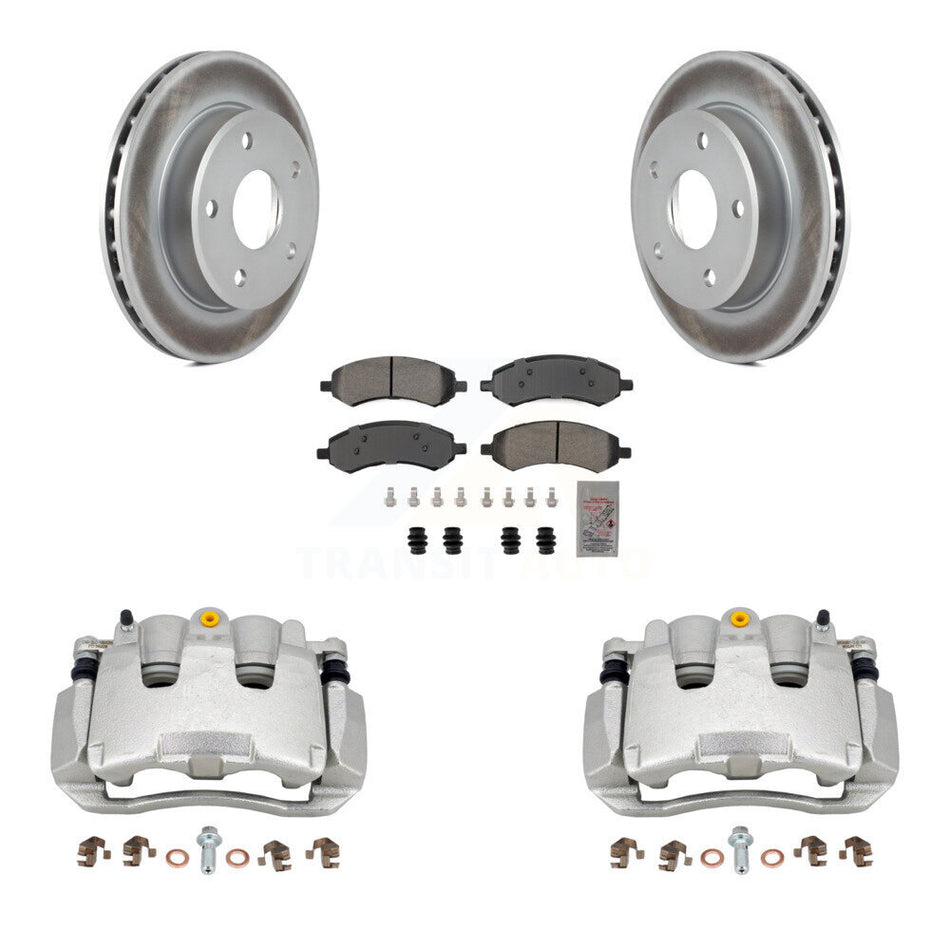 Front Disc Brake Caliper Coated Rotors And Semi-Metallic Pads Kit For Dakota Dodge Ram KCG-100516N