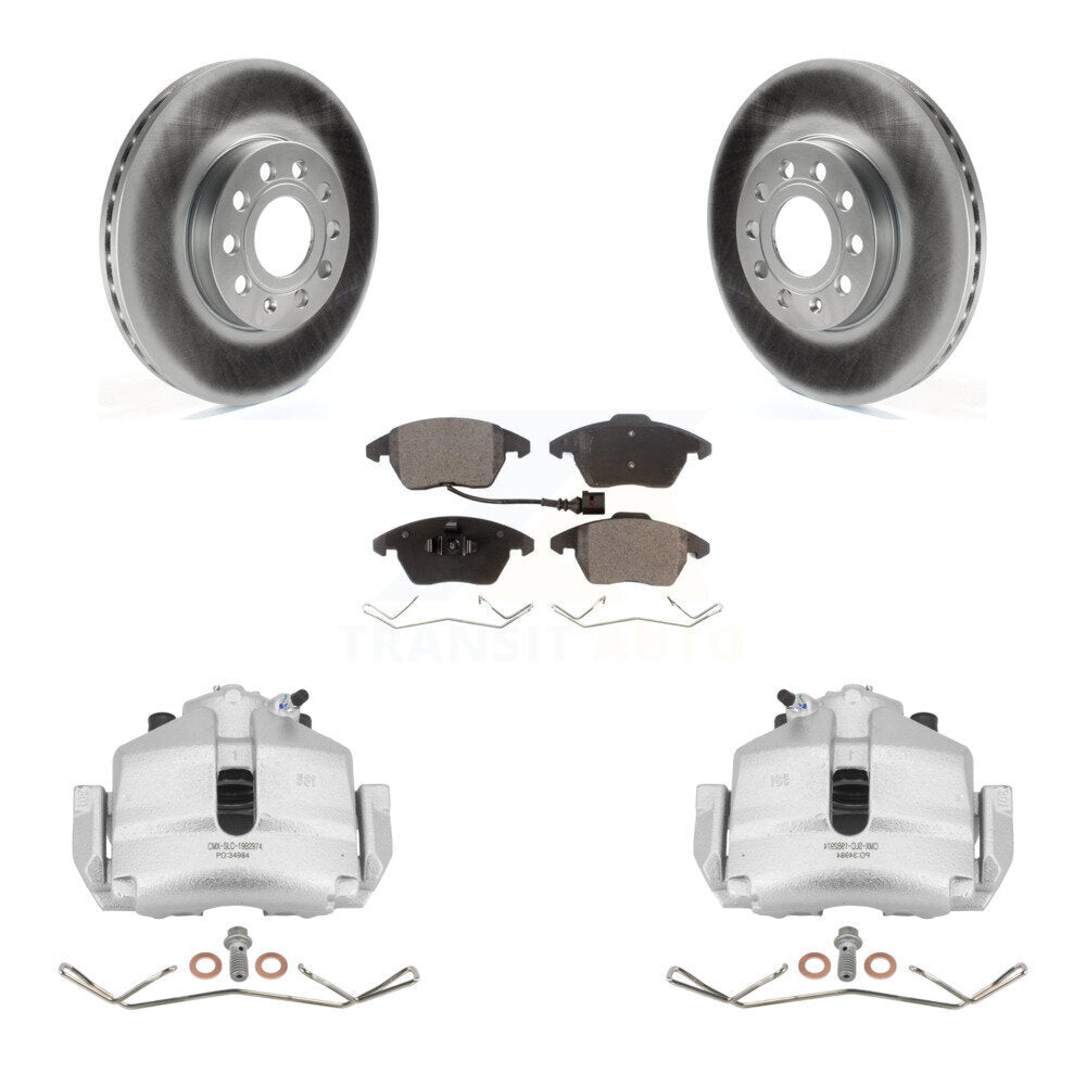 Front Brake Caliper Coat Rotor & Ceramic Pad Kit For Volkswagen Jetta Golf Beetle Rabbit KCG-100516T