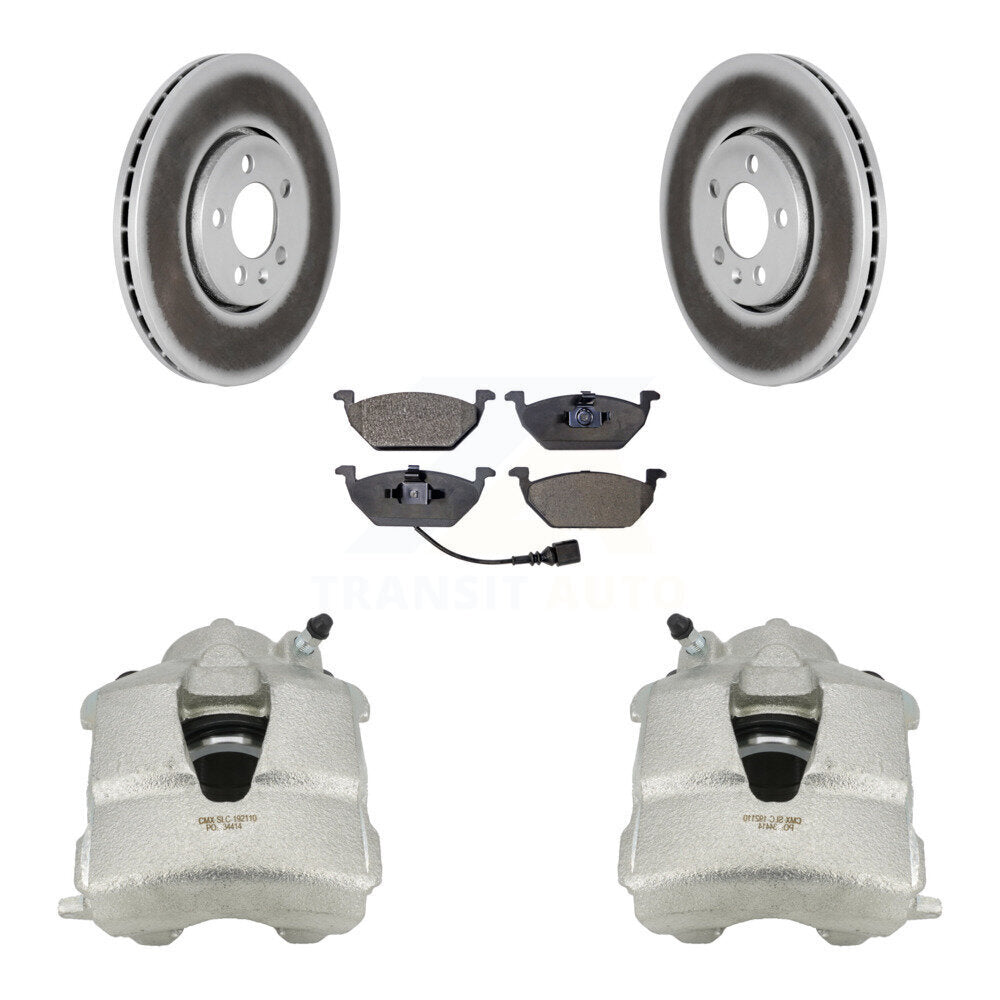 Front Disc Brake Caliper Coat Rotor & Ceramic Pad Kit For 2000-2001 Volkswagen Golf 2.0L KCG-100517T