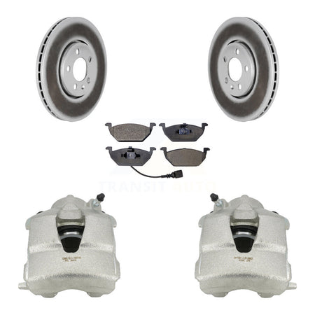 Front Disc Brake Caliper Coat Rotor & Ceramic Pad Kit For 2000-2001 Volkswagen Golf 2.0L KCG-100517T