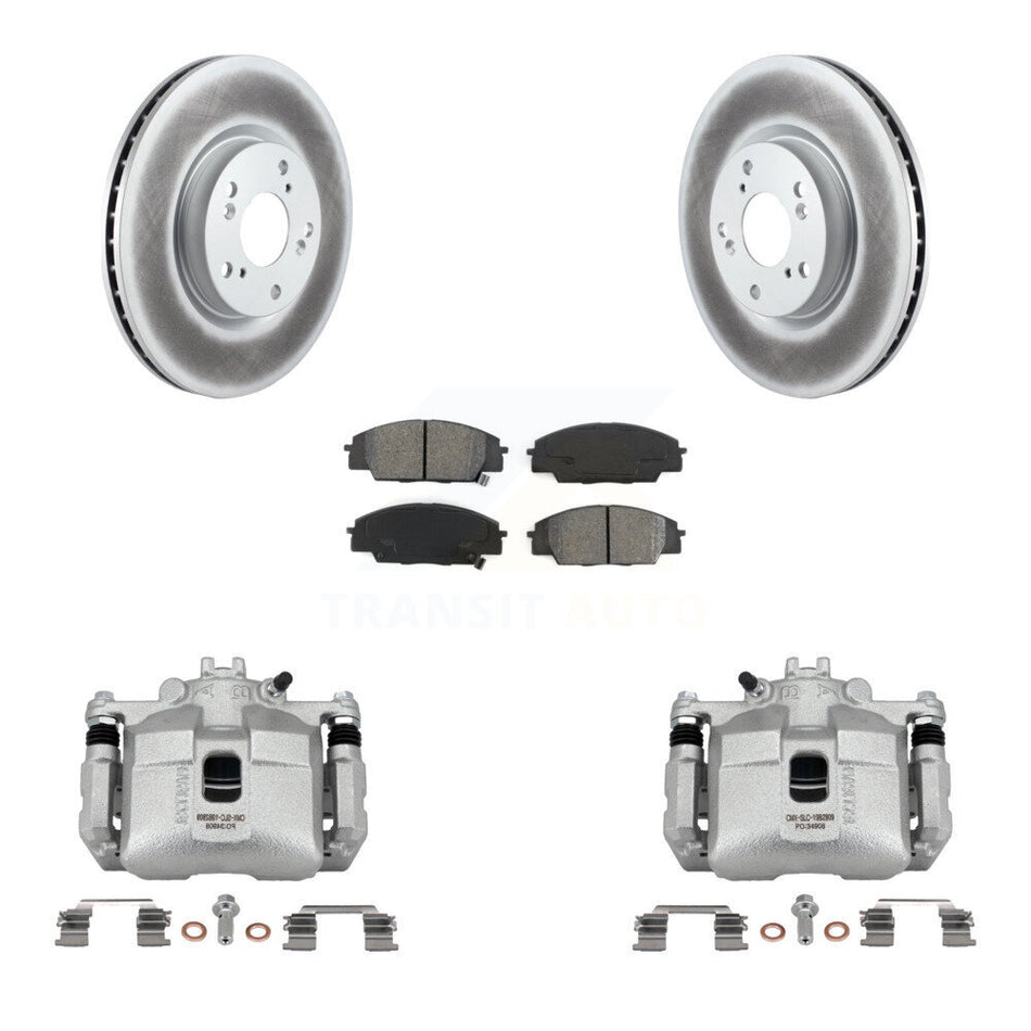 Front Brake Caliper Coat Rotors Semi-Metallic Pad Kit For 06-11 Honda Civic Si with 2.0L KCG-100519S