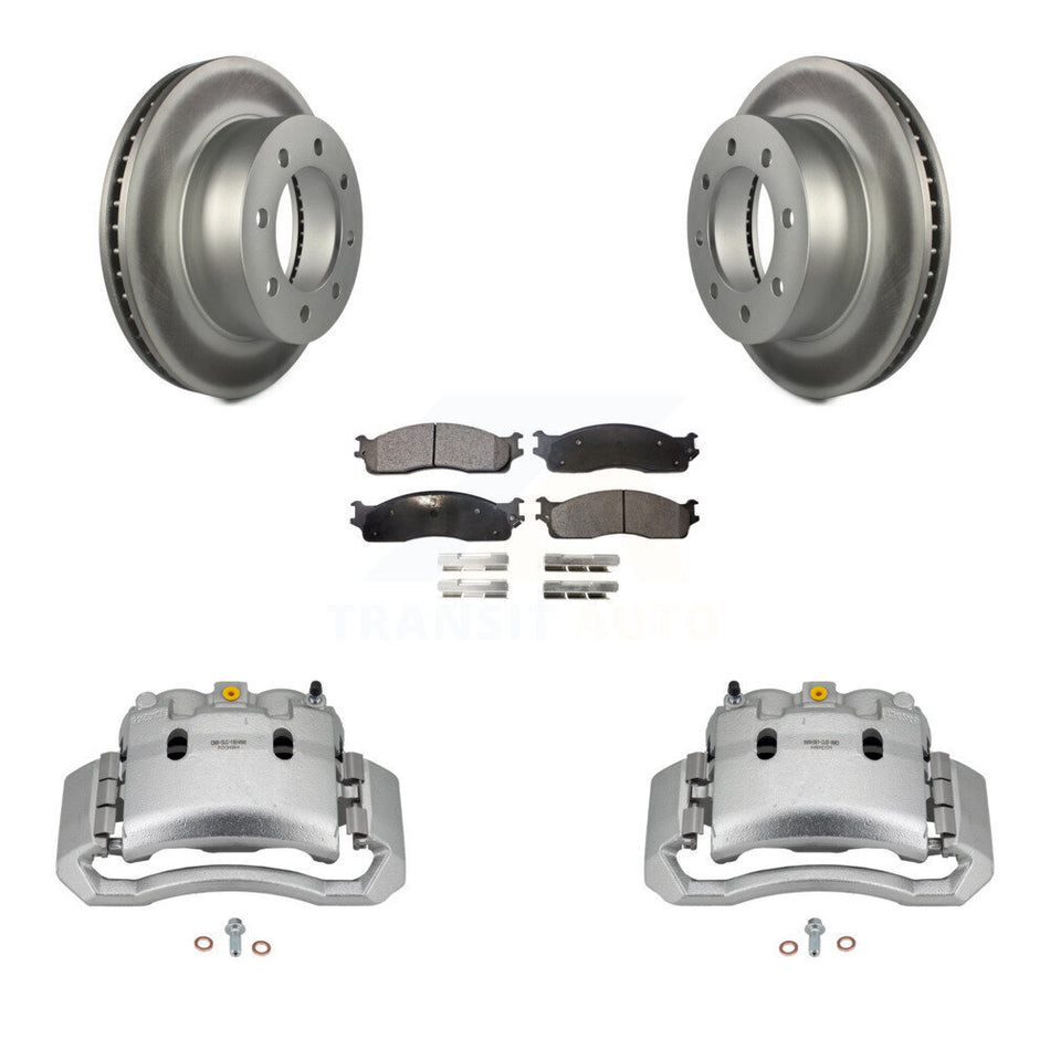 Front Disc Brake Caliper Coated Rotors And Ceramic Pads Kit For Dodge Ram 1500 3500 2500 KCG-100519T