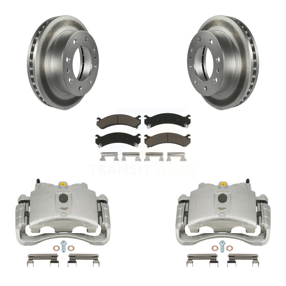 Front Brake Caliper Coat Rotor & Ceramic Pad Kit For GMC Chevrolet Sierra 2500 HD Savana KCG-100520C