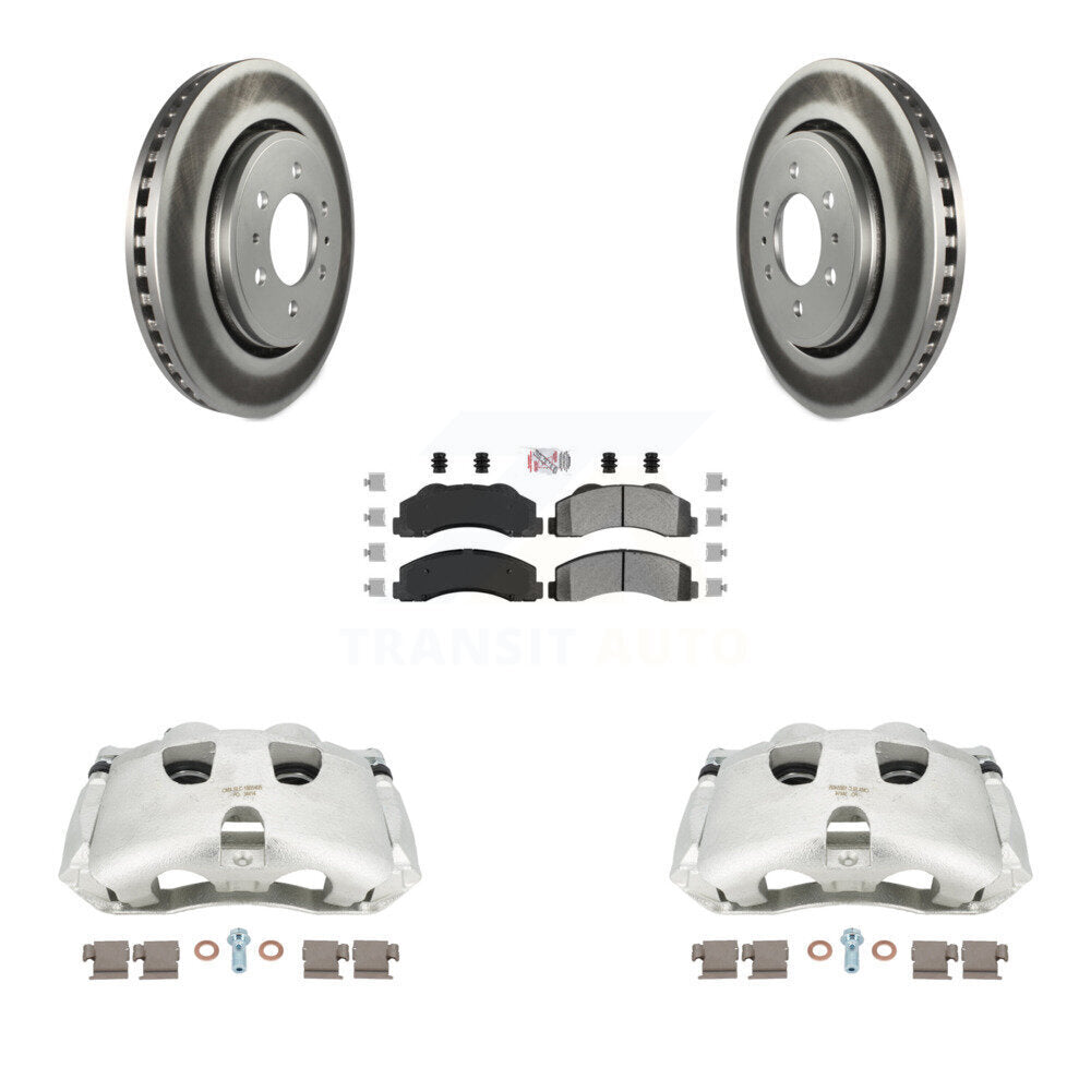 Front Disc Brake Caliper Coated Rotors And Semi-Metallic Pads Kit For Ford F-150 KCG-100520N by Transit Auto