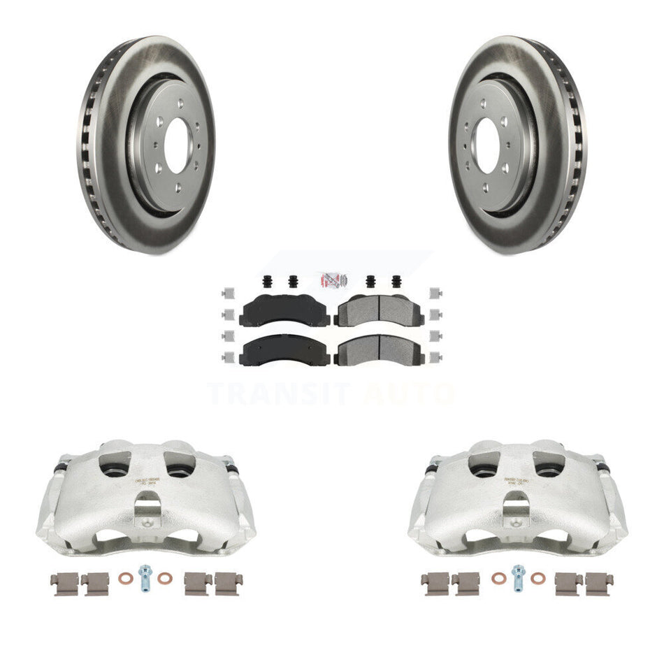 Front Disc Brake Caliper Coated Rotors And Semi-Metallic Pads Kit For Ford F-150 KCG-100520N by Transit Auto