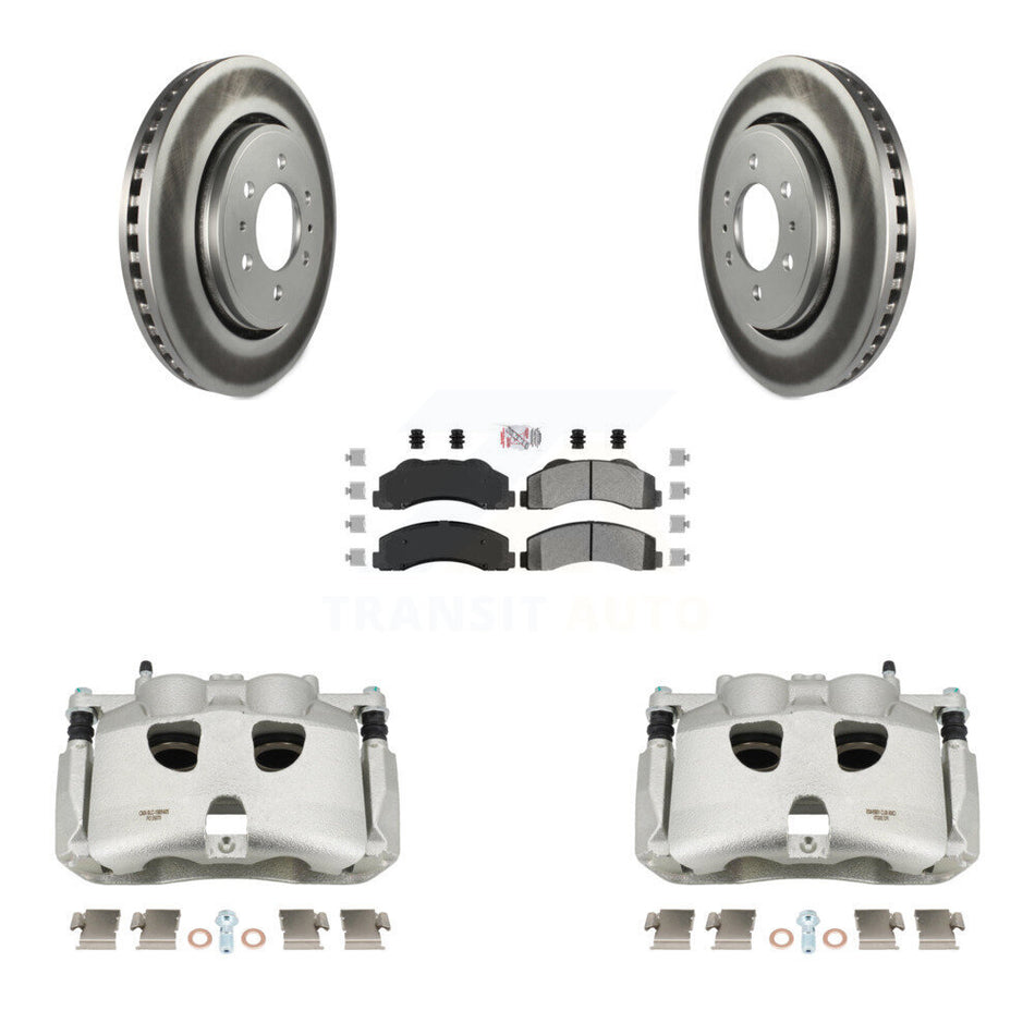 Front Disc Brake Caliper Coated Rotors And Semi-Metallic Pads Kit For Ford F-150 KCG-100520N